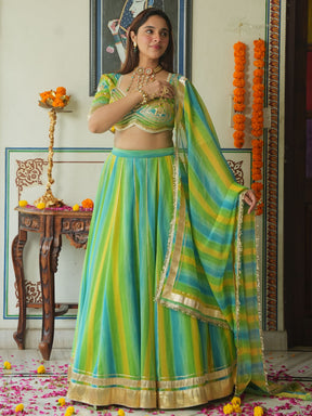 YELLOW AND GREEN LEHENGA SET