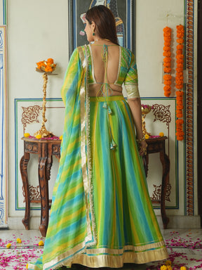YELLOW AND GREEN LEHENGA SET