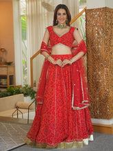RED BANDHEJ LEHENGA SET