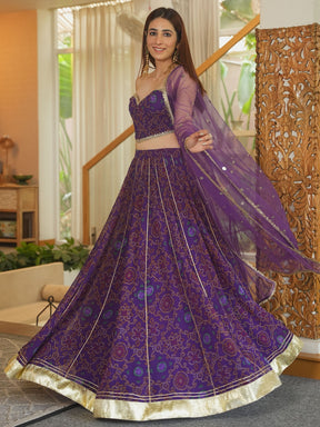 PURPLE BANDHEJ LEHENGA SET