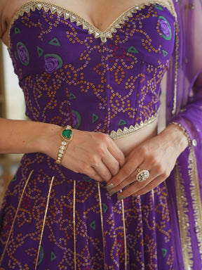 PURPLE BANDHEJ LEHENGA SET