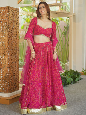 PINK BANDHEJ LEHENGA SET