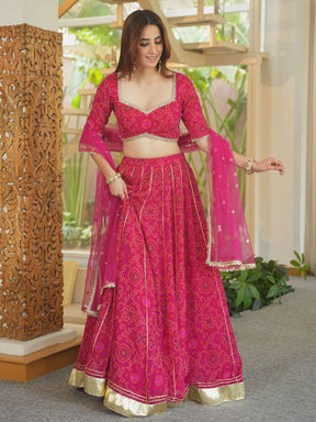 PINK BANDHEJ LEHENGA SET
