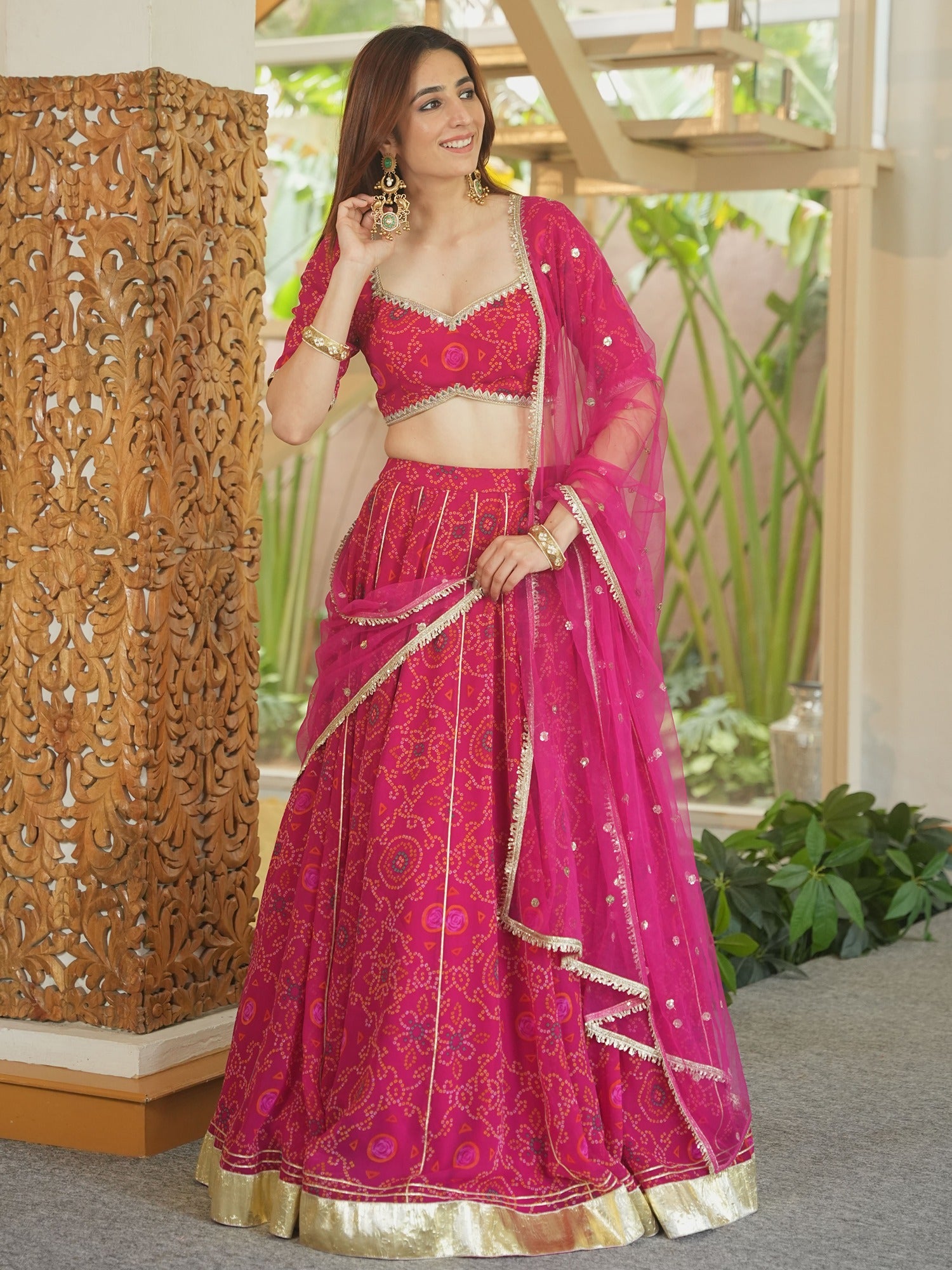 PINK BANDHEJ LEHENGA SET