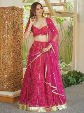 PINK BANDHEJ LEHENGA SET