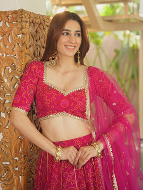 PINK BANDHEJ LEHENGA SET