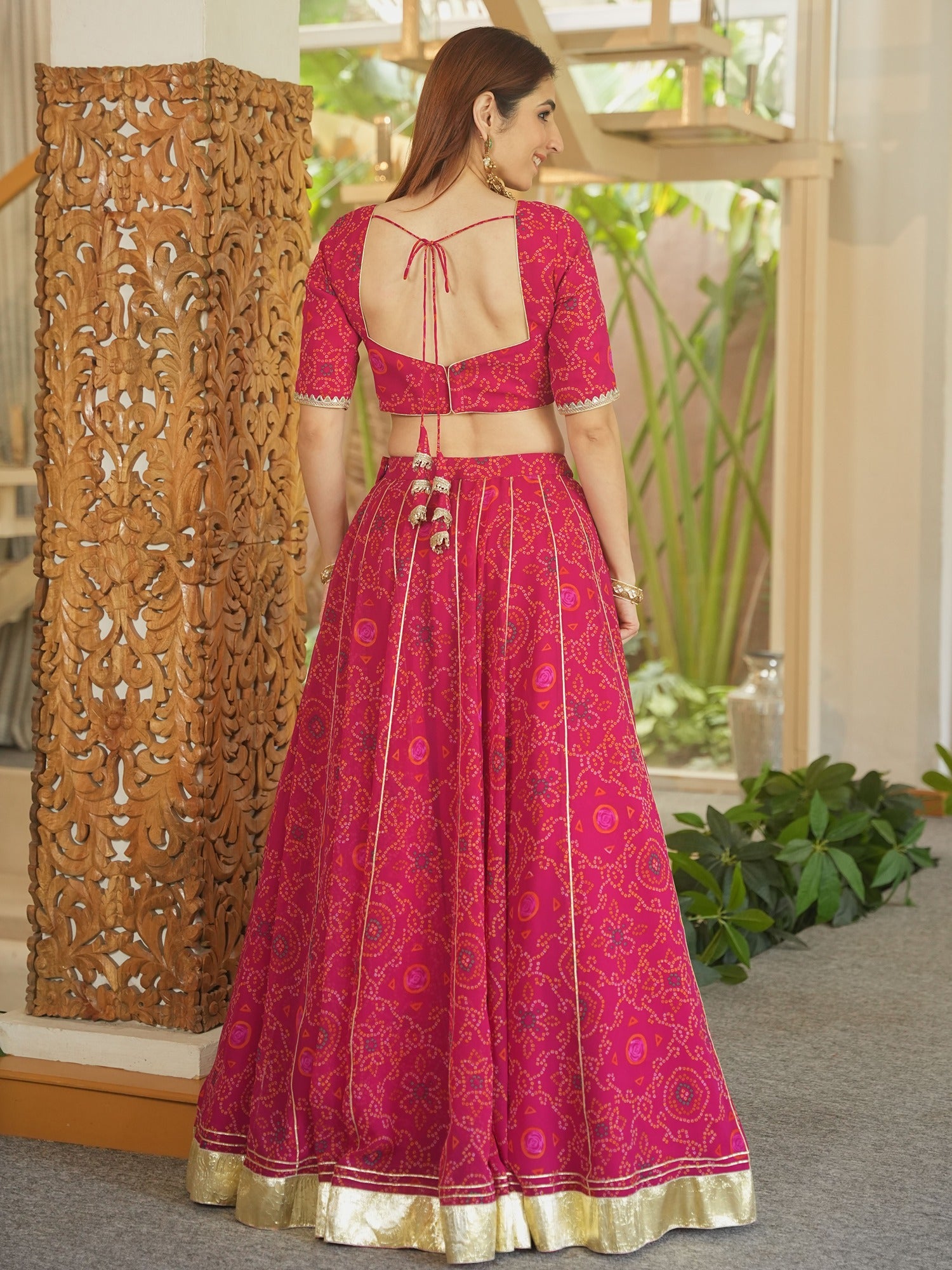PINK BANDHEJ LEHENGA SET