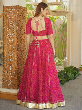 PINK BANDHEJ LEHENGA SET