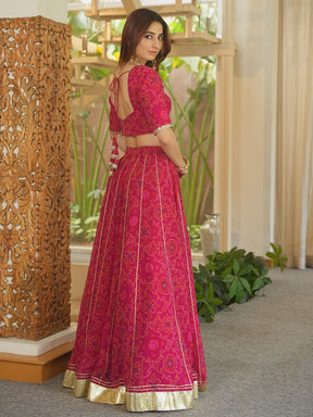 PINK BANDHEJ LEHENGA SET