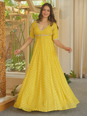YELLOW SITARA ANARKALI