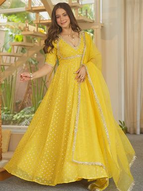 YELLOW SITARA ANARKALI