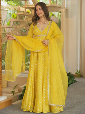 YELLOW SITARA ANARKALI