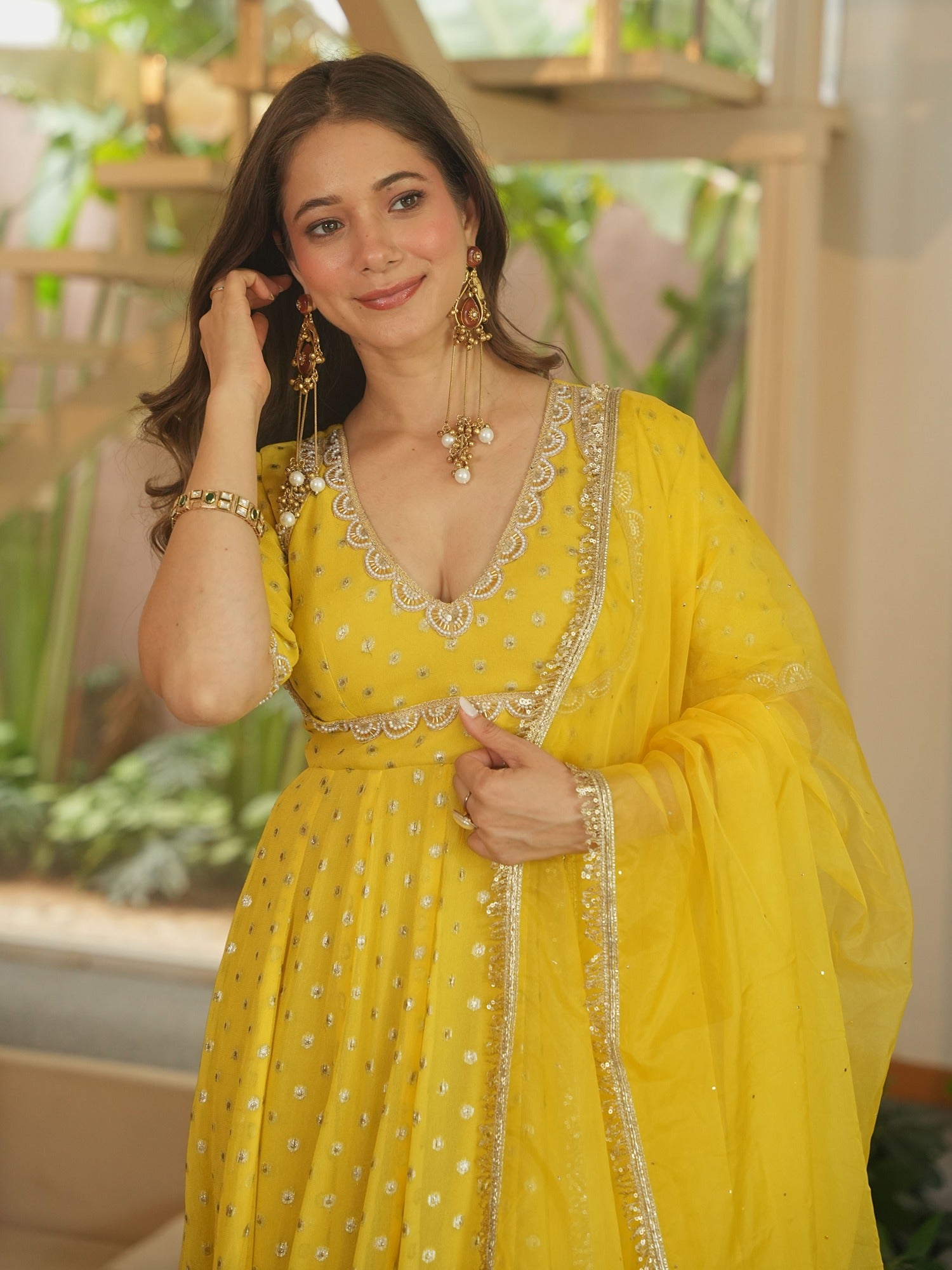 YELLOW SITARA ANARKALI