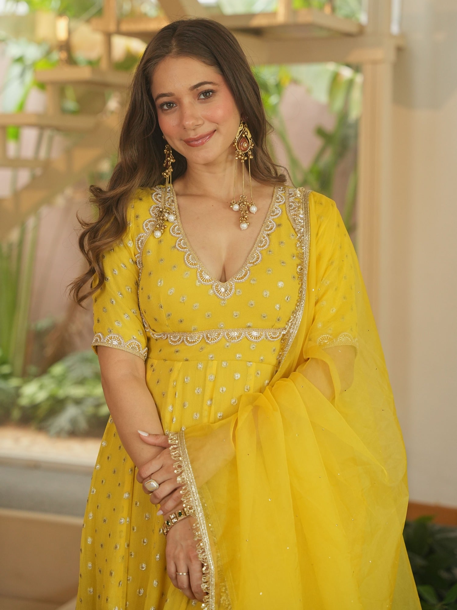 YELLOW SITARA ANARKALI