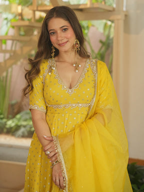 YELLOW SITARA ANARKALI