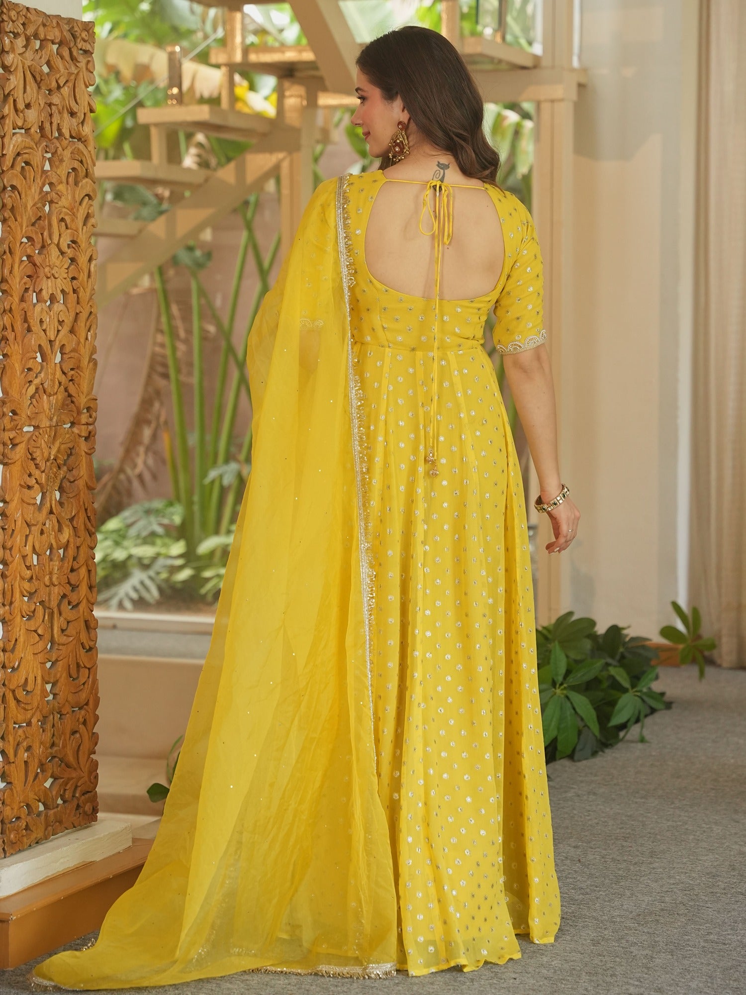 YELLOW SITARA ANARKALI