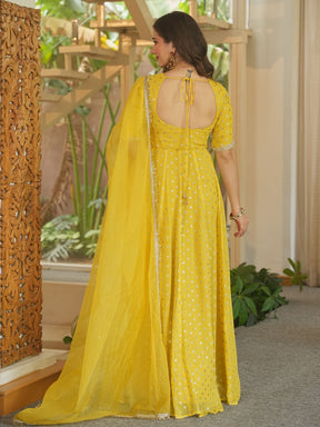 YELLOW SITARA ANARKALI