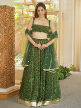 GREEN BHANDHEJ LEHENGA SET