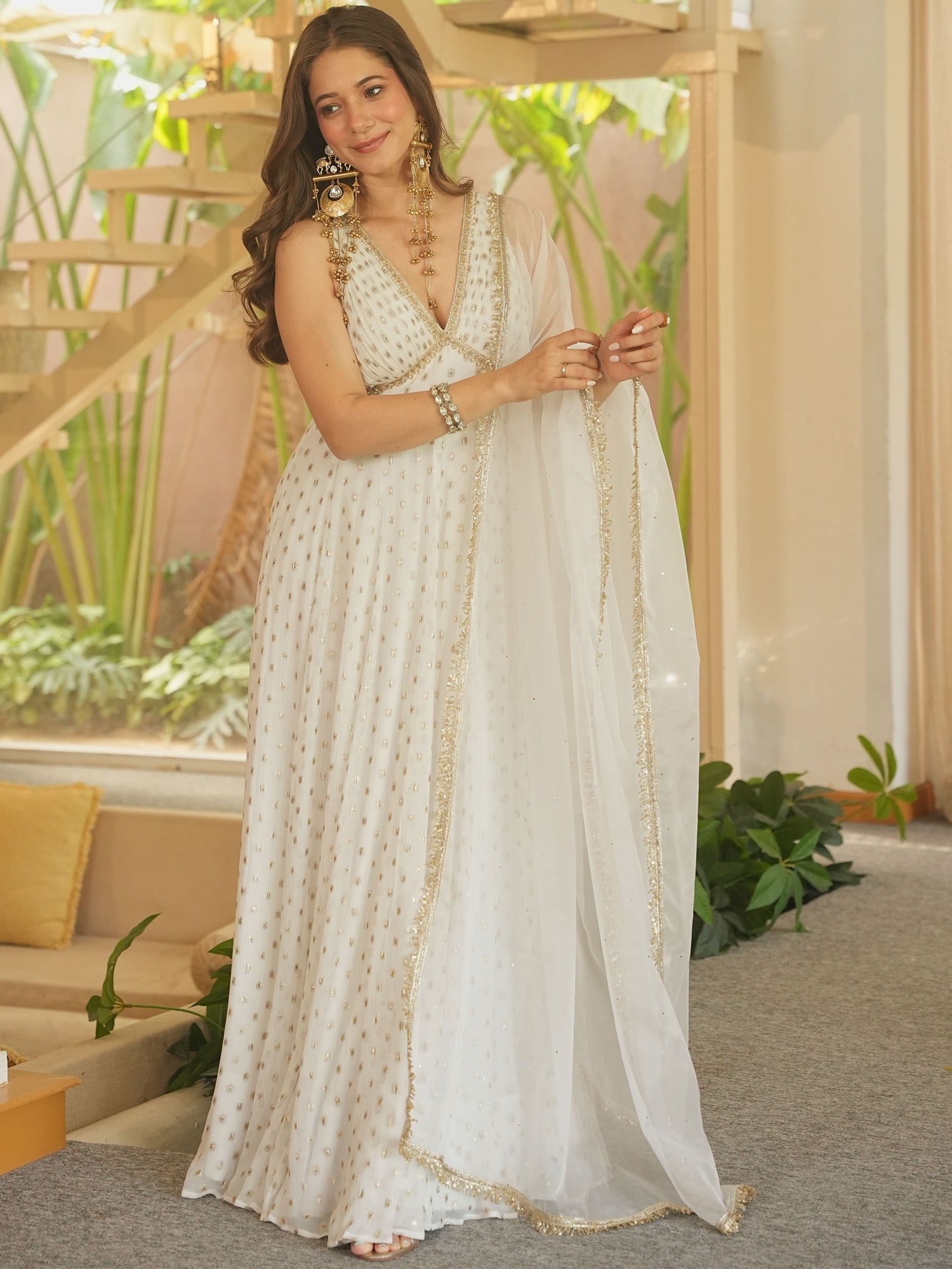 WHITE SITARA ANARKALI