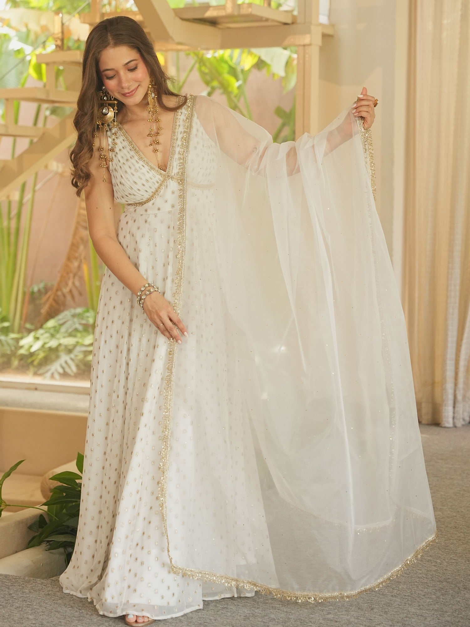 WHITE SITARA ANARKALI