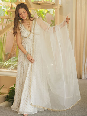 WHITE SITARA ANARKALI