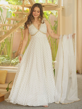 WHITE SITARA ANARKALI