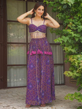 PURPLE BANDHEJ TOP WITH PLAZO