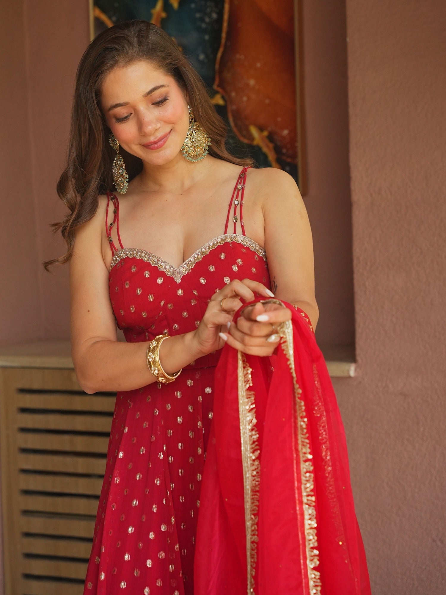 RED SITARA ANARKALI