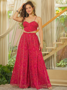 PINK BHANDHEJ CORSET WITH PLAZZO