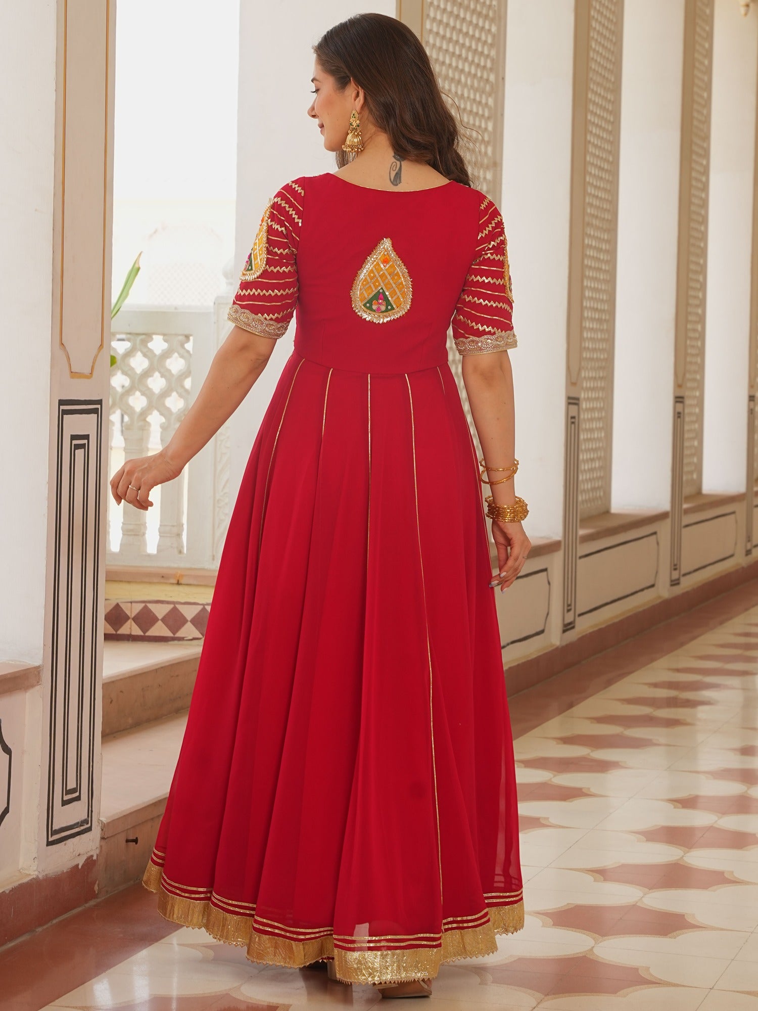 RED PAISLEY ANARKALI