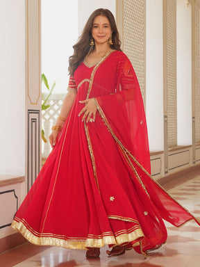 RED PAISLEY ANARKALI