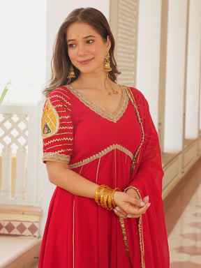 RED PAISLEY ANARKALI