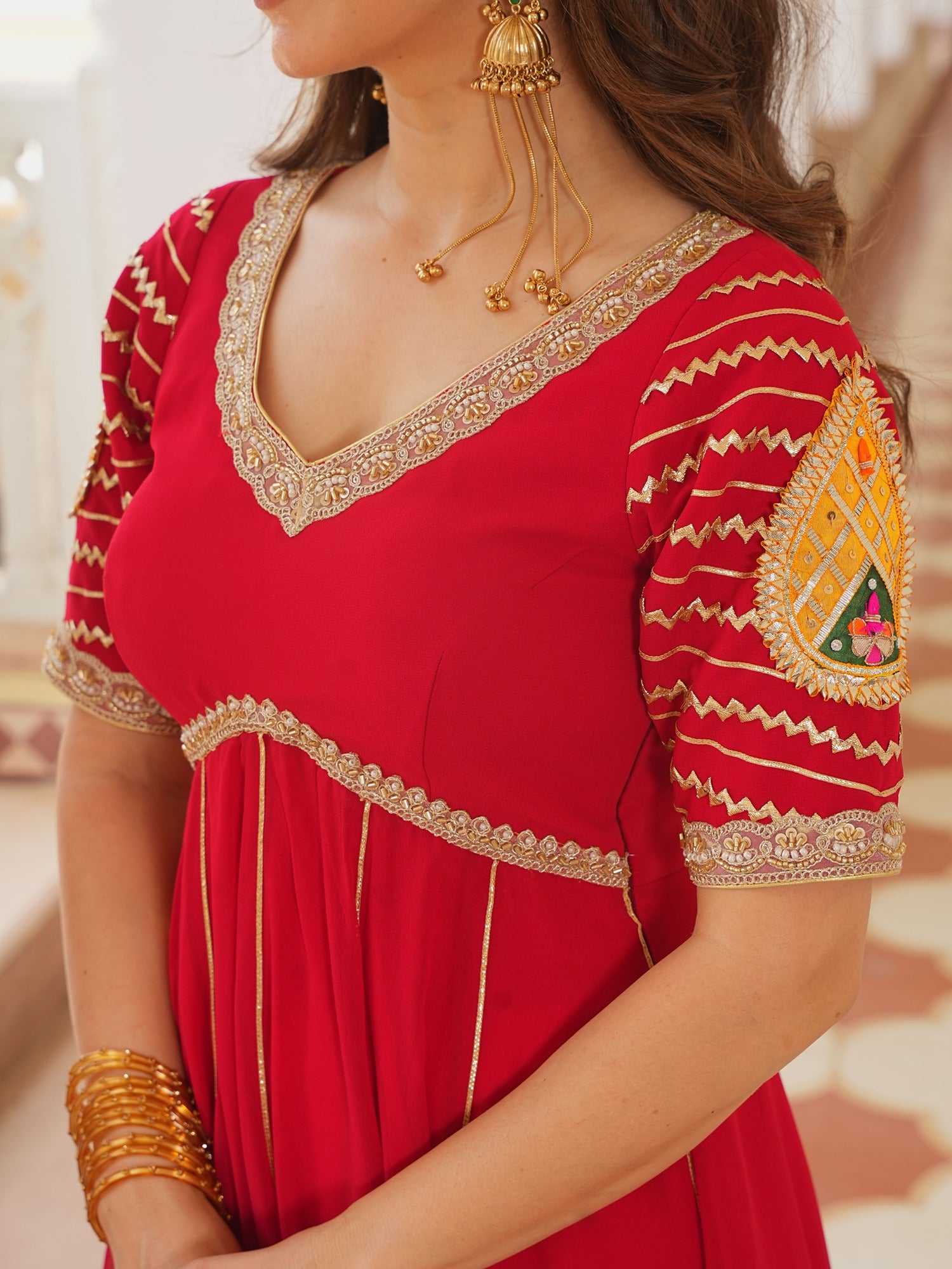 RED PAISLEY ANARKALI