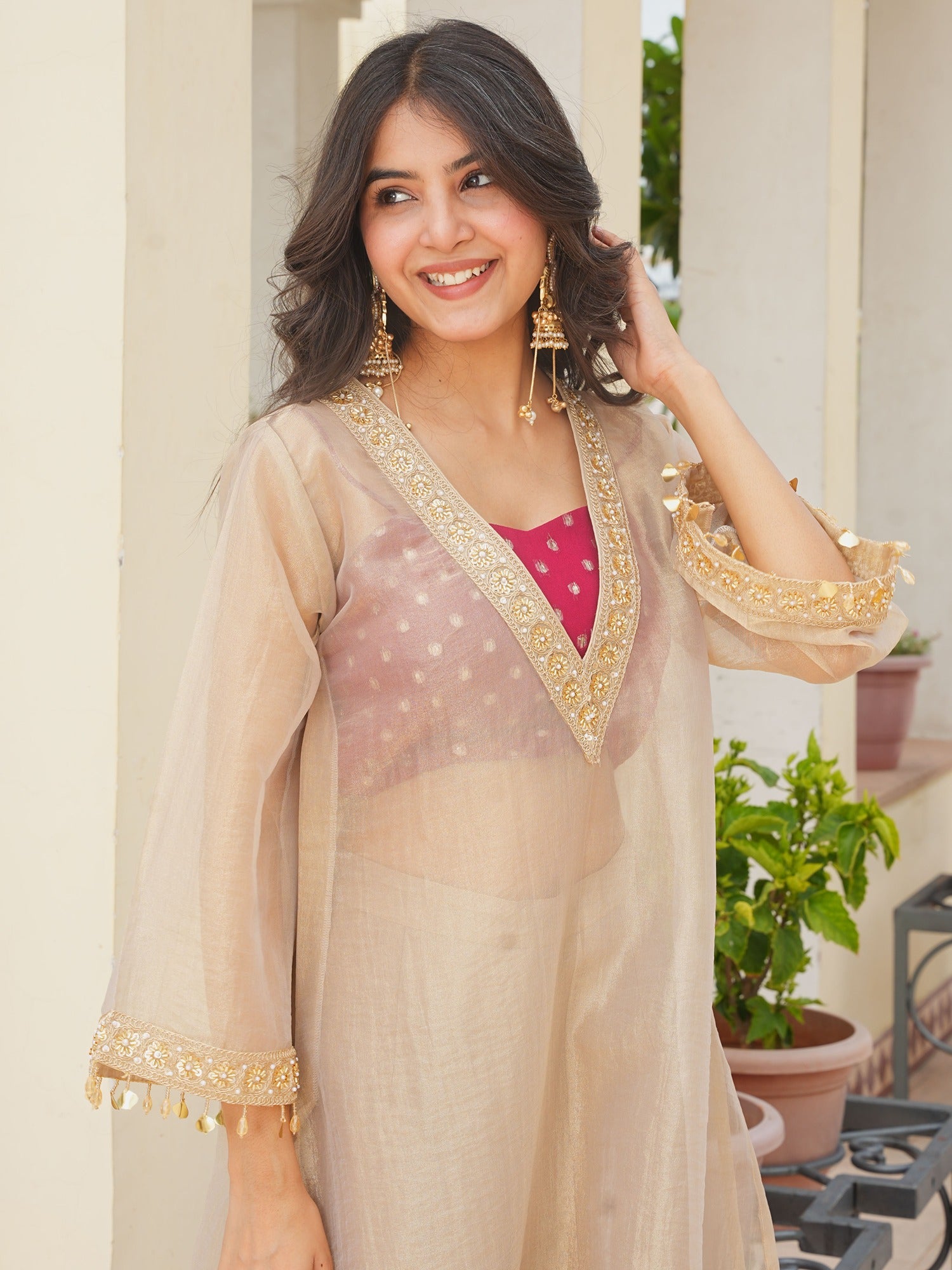 GOLDEN TISSUE KURTA SET
