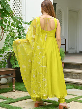 Parrot Green Anarkali Set Parrot Green Anarkali Set