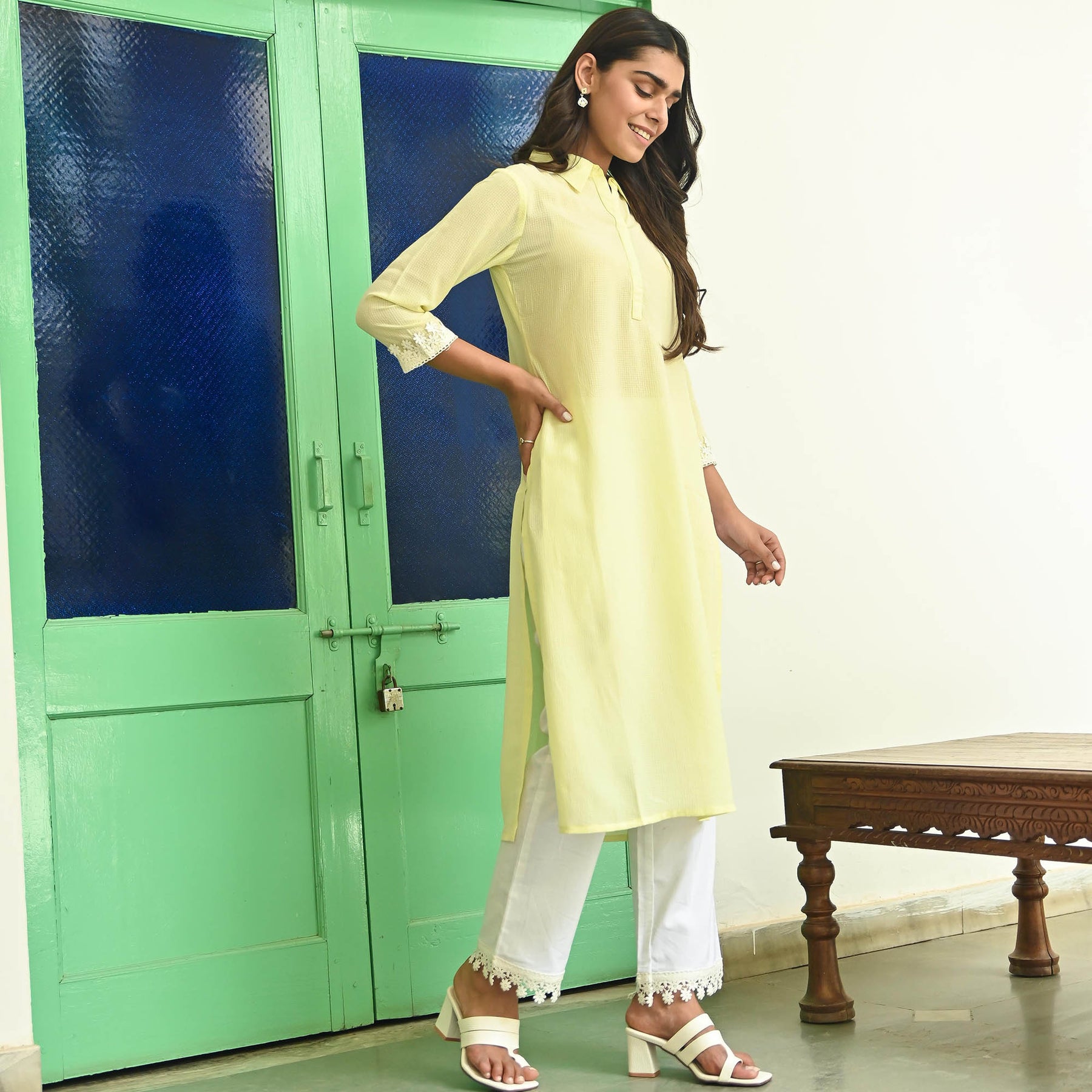 Lamten Linen Sunny Yellow Straight Cut Kurti with Mask – Laxmipati Sarees |  Sale