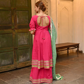 Pink Leheriya Sharara Set