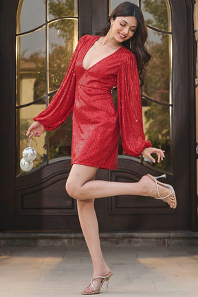Avi Red Sequins Dress