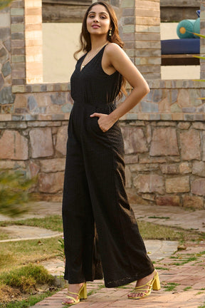 Niko Black Schiffli Jumpsuit