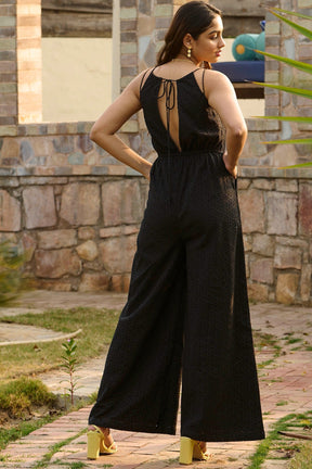 Niko Black Schiffli Jumpsuit