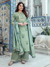 Green Handblock Printed Suit Set