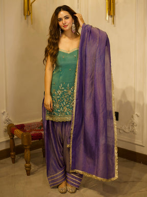 TEAL GREEN & BLUE PATIYALA SET