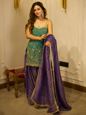 TEAL GREEN & BLUE PATIYALA SET