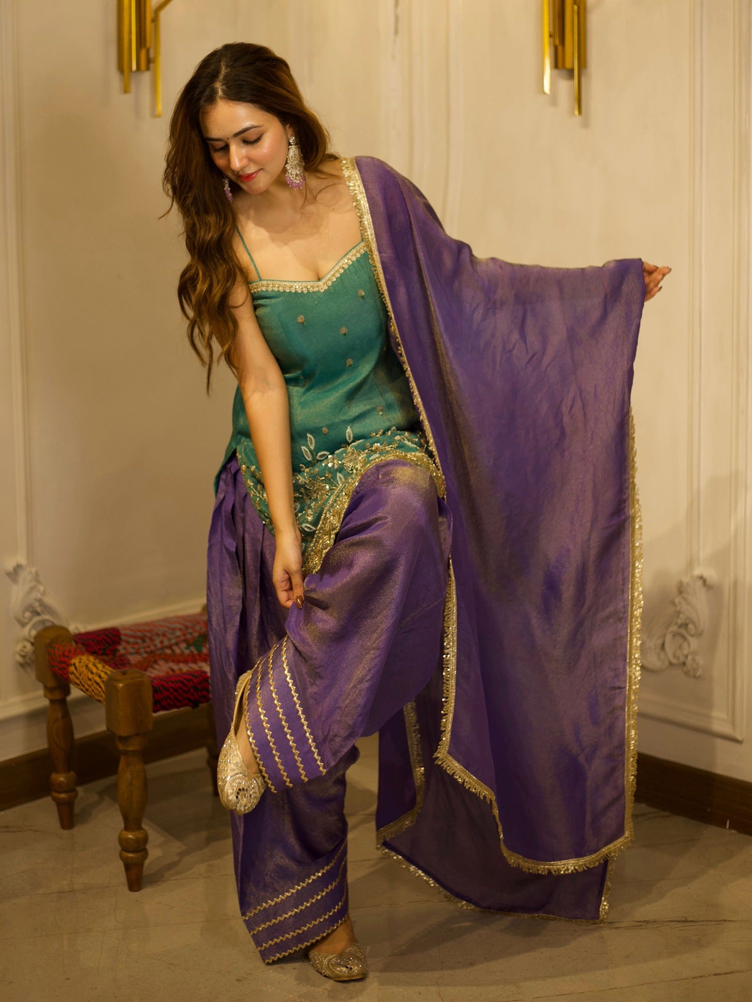 TEAL GREEN & BLUE PATIYALA SET