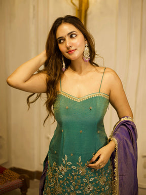 TEAL GREEN & BLUE PATIYALA SET