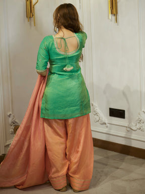 GREEN & PEACH PATIYALA SET