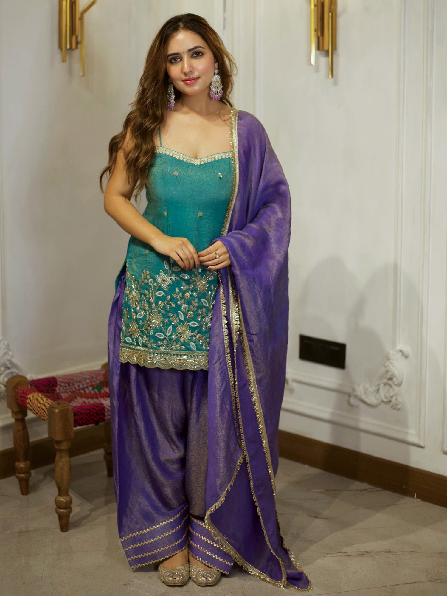 TEAL GREEN & BLUE PATIYALA SET
