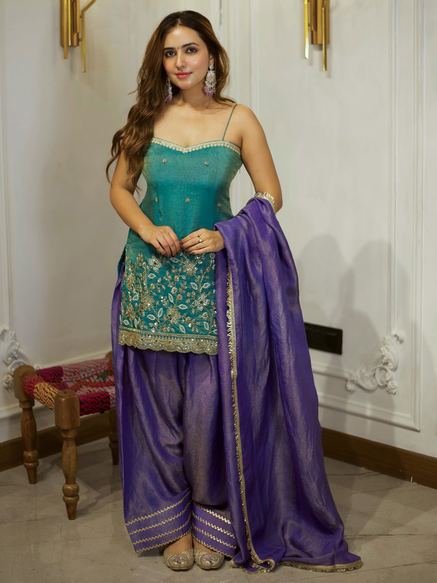 TEAL GREEN & BLUE PATIYALA SET