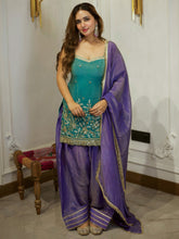 TEAL GREEN & BLUE PATIYALA SET