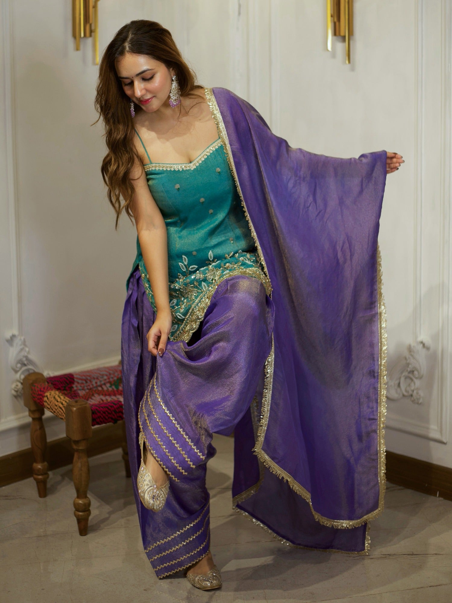 TEAL GREEN & BLUE PATIYALA SET